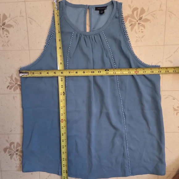 Ann Taylor Light Blue Beaded Tank Top - Picture 3 of 5